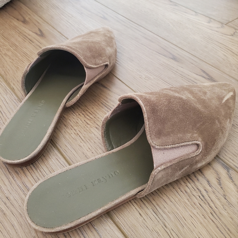 Jenni Kayne suede pointy mule in Olive green